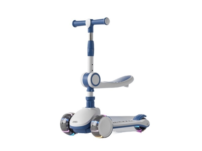 Children'S Scooter, One-Click Folding, Flashing Wheels With Music + Lights (Seat Model)