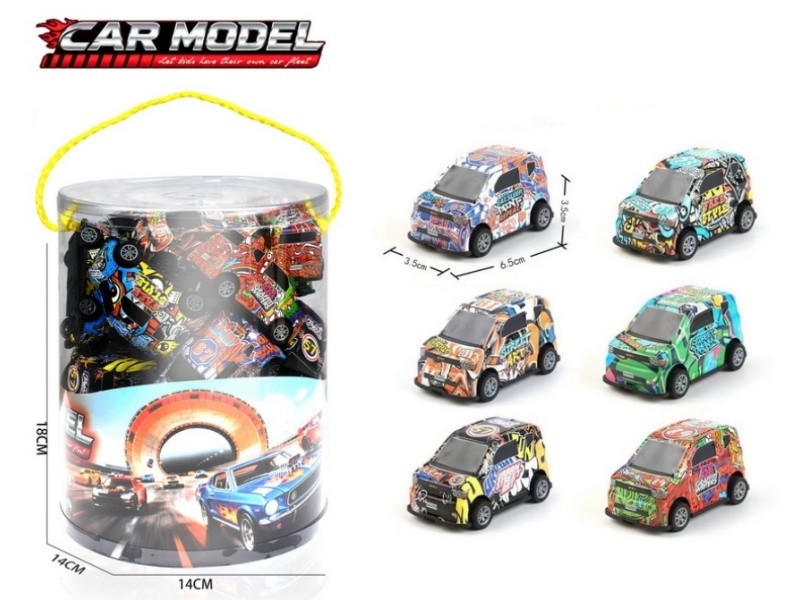 Pull Back Graffiti Mini Cartoon Iron Cars Set