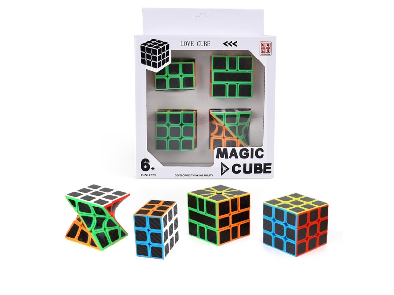 Twisted Rubik'S Cube +3322 Rubik'S Cube +Sq1 Rubik'S Cube + 3X3 Rubik'S Cube (All Carbon Fiber Stickers/Printed