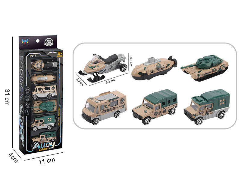 1:64 Alloy Slide Cars 6pcs