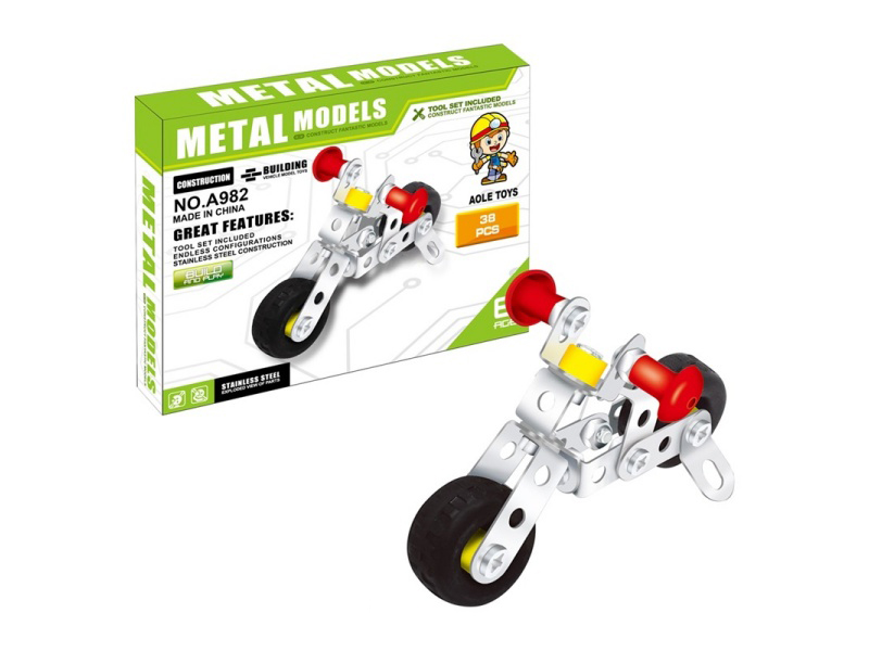 Metal Building Blocks - Small Motorcycles 38 Pieces