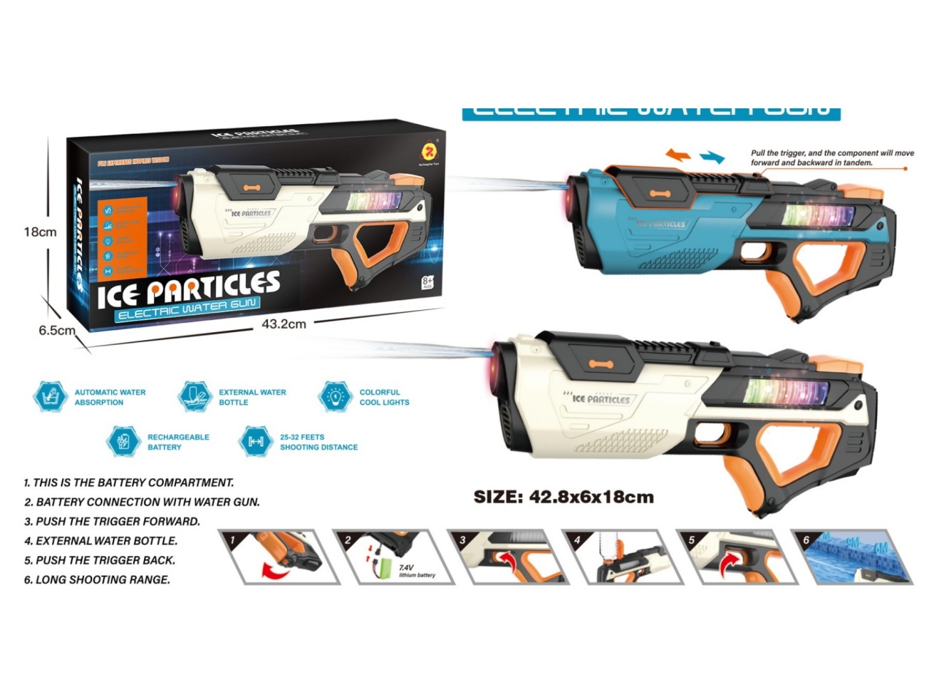 Electric Water Gun (With Light + Mechanical Linkage)