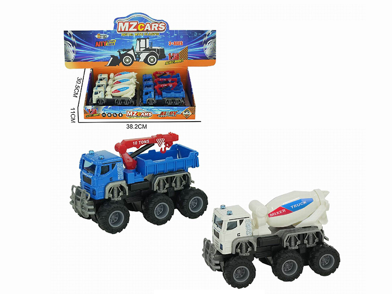 1:36 Double Friction Alloy Off-Road Engineering Trucks 6pcs