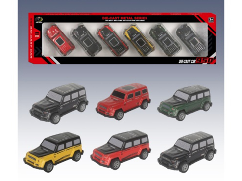 Alloy Sheet Metal Pull-Back Large G Car (6Pcs)