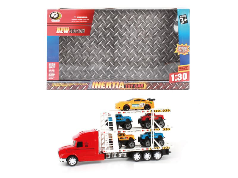 Friction Tow Truck Tows 4 Pickup Trucks +1 Race Car