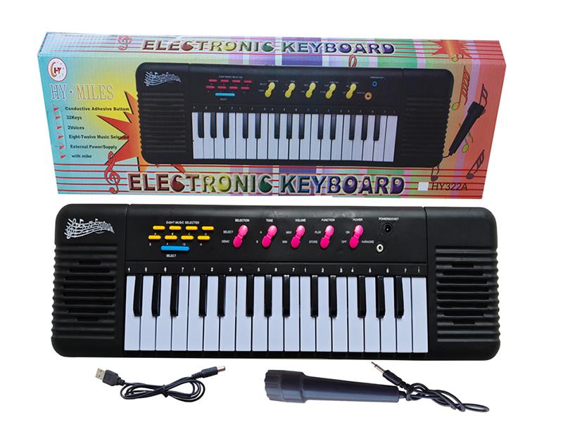 32 Keys Electronic Organ(Black, With USB, Microphone)