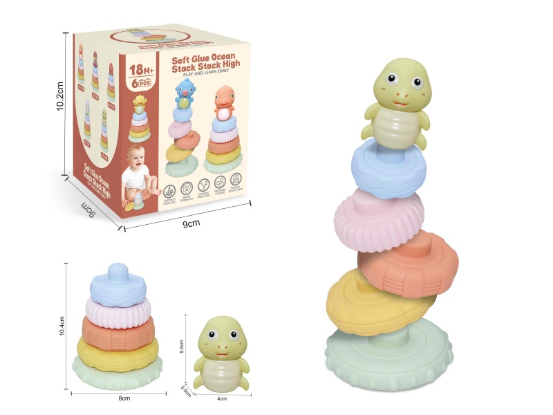 Soft Plastic Sea Animal Stacking Toy 6pcs