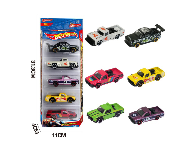 6-Piece 1:64 Pickup Truck Alloy Model 5-Pack