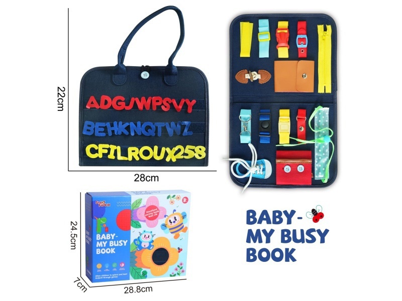 Montessori Early Childhood Education And Intelligence Development - Felt Single Page Deep Blue Outer Wool Busy Board