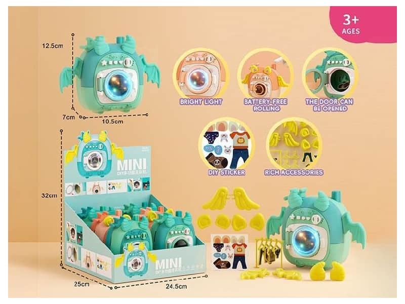 Pretend Play DIY Washing Machine With light