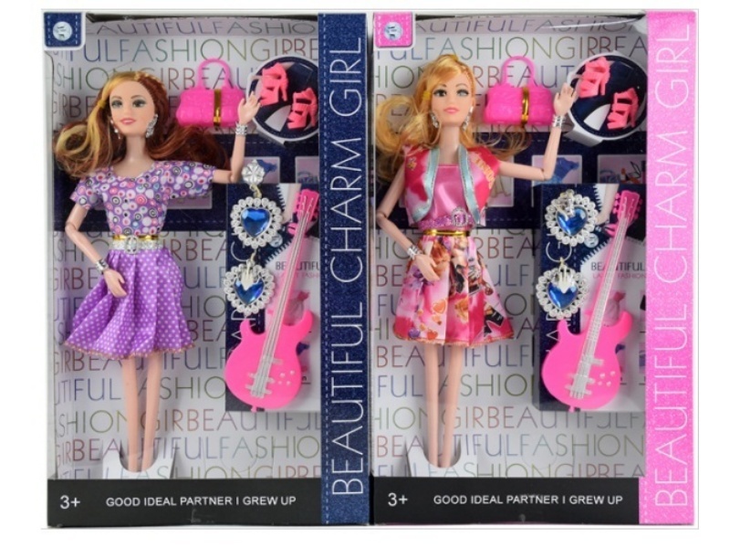 Two Sets Of 11.5-Inch Solid 12-Joint Fashion Dolls With Accessories Are Mixed