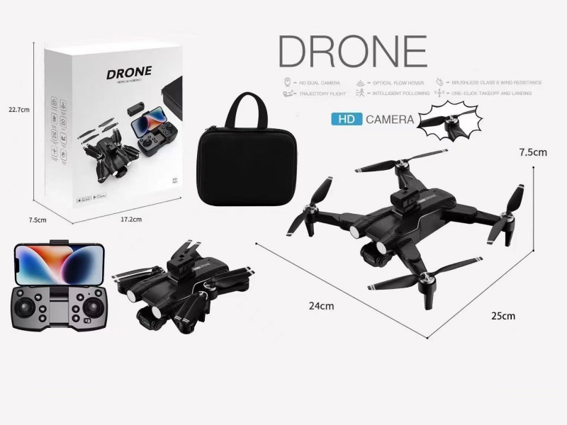 2.4G Remote Control Fold Drone With Dual Cameras(480P),  Brushless Motor, Intelligent Obstacle Avoidance Optical Flow(5-Sided Obstacle Avoidance) + Electrically Adjustable Camera