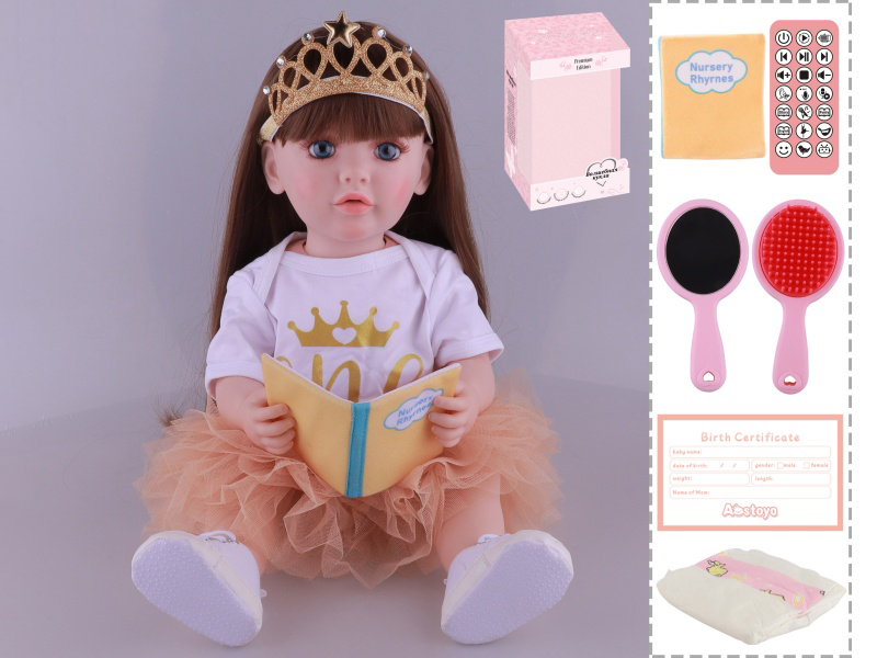 22-Inch Bionic Smart Rebirth Doll, Capable Of Bionic Shaking Of The Head, Raising Of The Hand, Mouth Movement To Speak, Intelligent Dialogue, Recording, Imitating The Tongue, Oral Skills, Dance Music