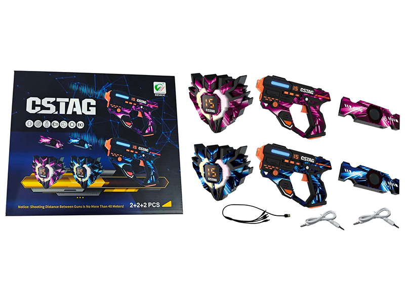 Wireless Data Synchronization Laser Guns 2pcs + 2 Back-End Receiver + 2 Vest