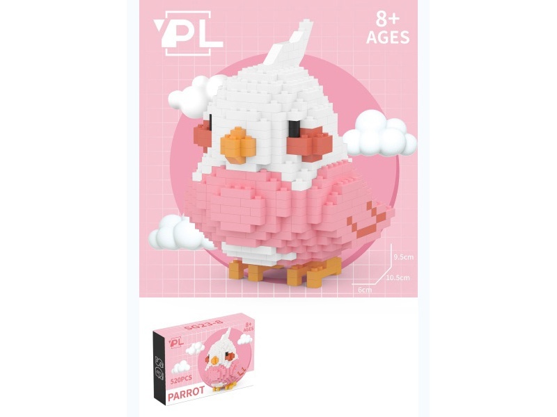 520 PCS Of Pink Parrot Building Blocks