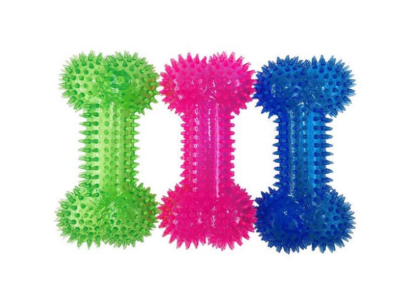 Transparent Spiny Bone Barbell Pet Toy