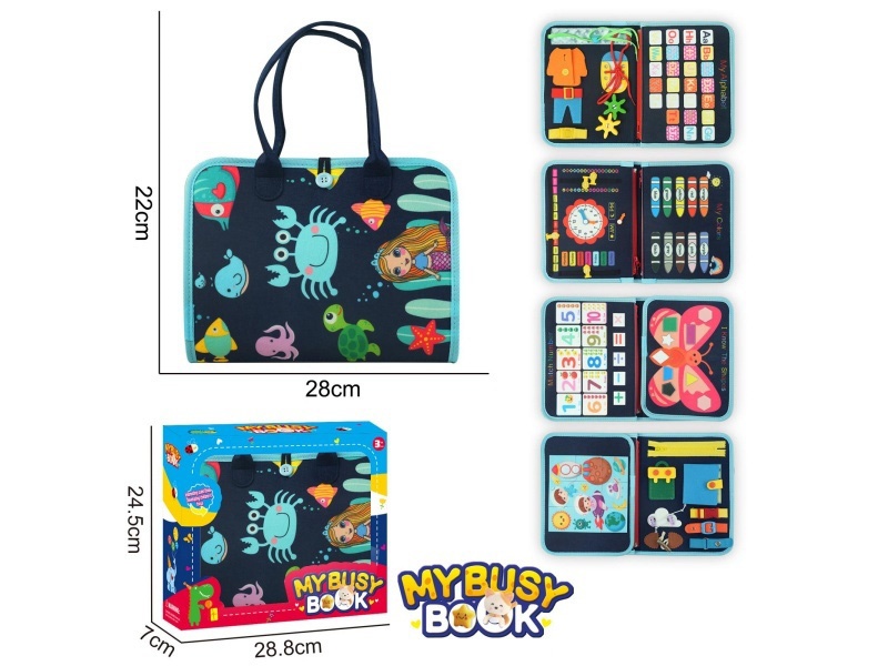 Montessori Early Childhood Education And Intelligence - A 5-Page Deep Blue Dinosaur Busy Book On Felt