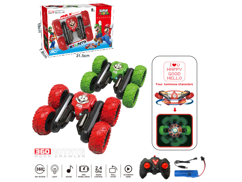 Remote Control Super Mario Stunt Car(Light/Music/LED Subtitle)