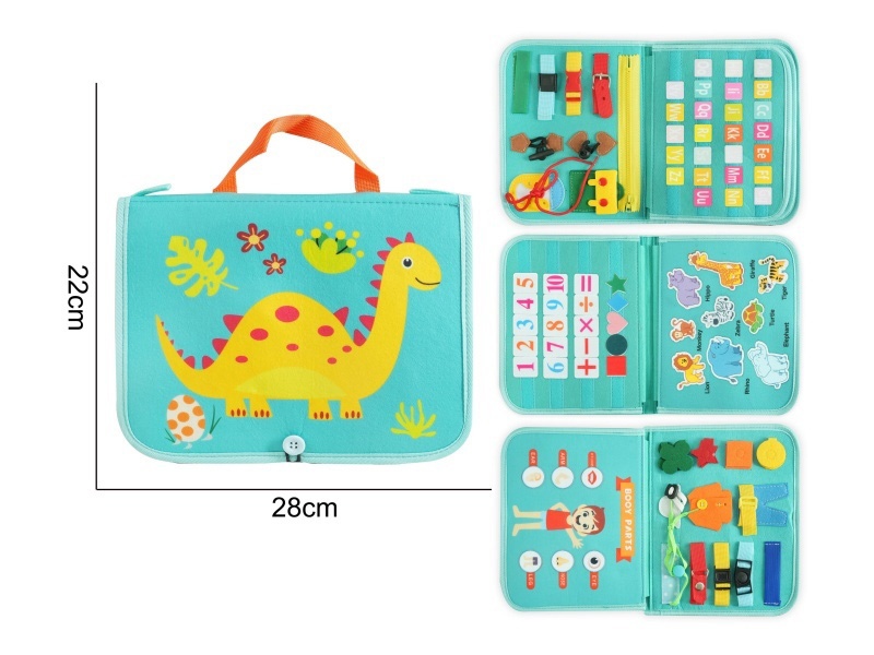 Montessori Early Childhood Education And Intelligence Development - 4-Page Blue And Green Hand-Held Dinosaur Felt