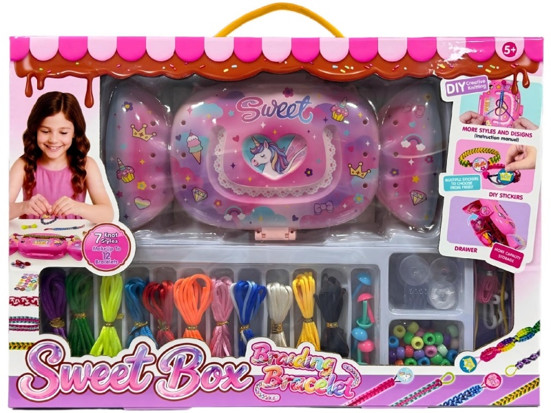 Diy Multi-Functional Candy Box, Rope Maker, Beaded Plate Bag, Slanting Bag, Storage Function, Friendship Bracelet Making (Unicorn Theme)