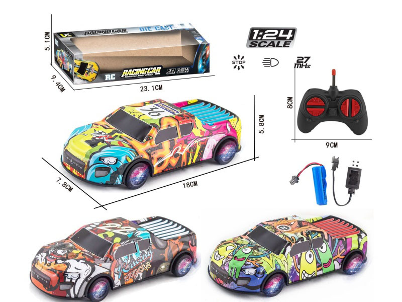 27 Frequency 1:24 Four-Way Pickup Truck Alloy Graffiti Remote Control Car With Lights