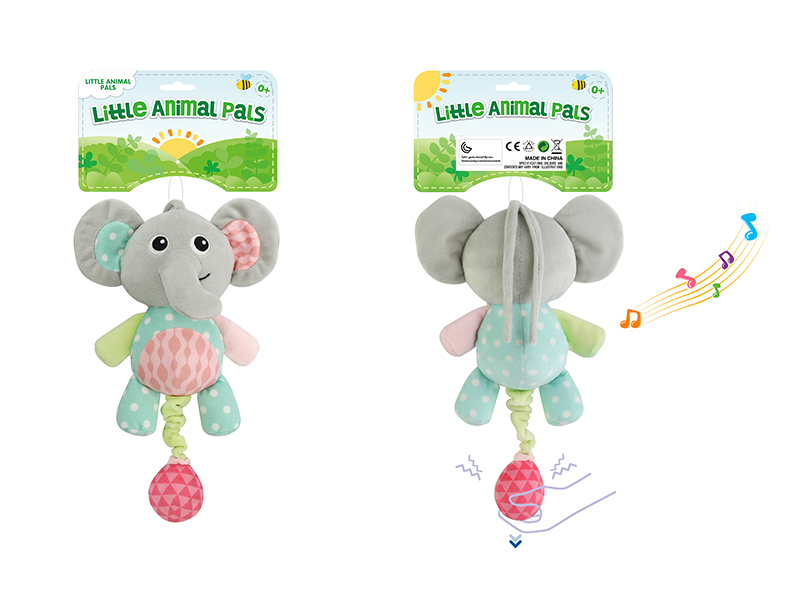 Soft Plush Elephant With Pull String Music Box