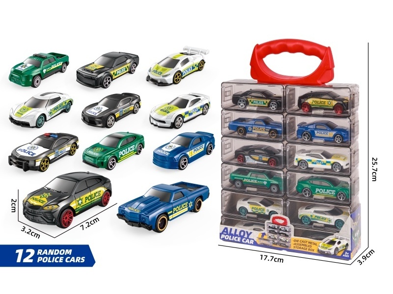 1:64 Sliding Alloy Police Car (12 Pieces)