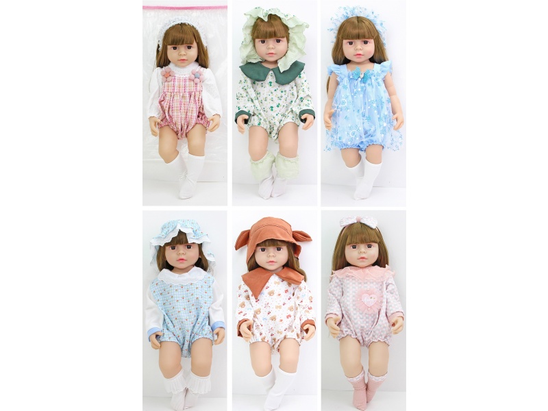 【 English 】 22-Inch 58 Cm 5-Joint Vinyl Body 3D True Eye Simulation Doll Rebirth Doll With Hair Accessories And Socks In Six Mixed Sets