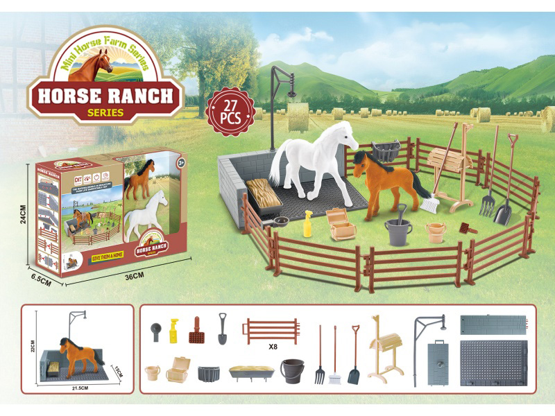 The Scene Of Big And Small Horses Washing Horses