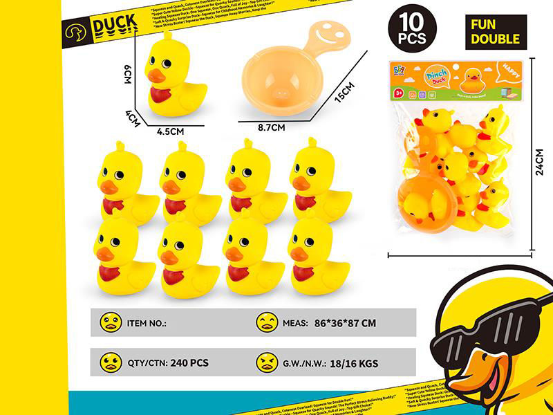 Vinyl Duck Toys With BB Whistle 9pcs + Spoon
