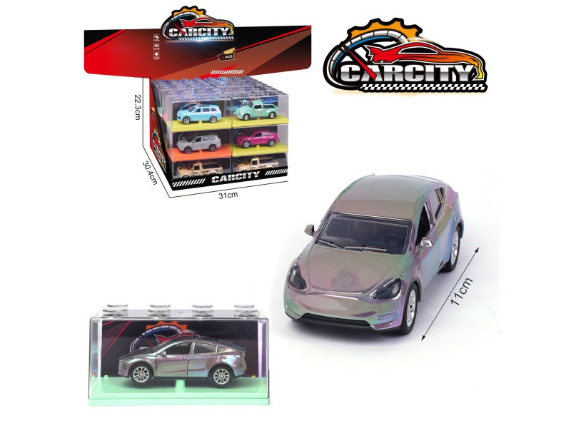 1:36 Colorful Huili Alloy Car Electric Vehicle Tesla Phantom Bay Blue/Red/Purple-Gray Mixed Color