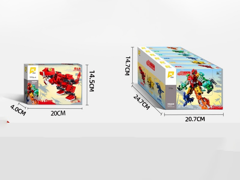 Flame Dragon God Six-In-One Dinosaur Transformation Mecha Combination Is Compatible With Small Lego Bricks
