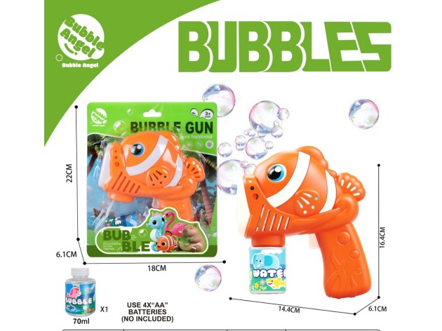 Orange Clownfish Bubble Gun With Light