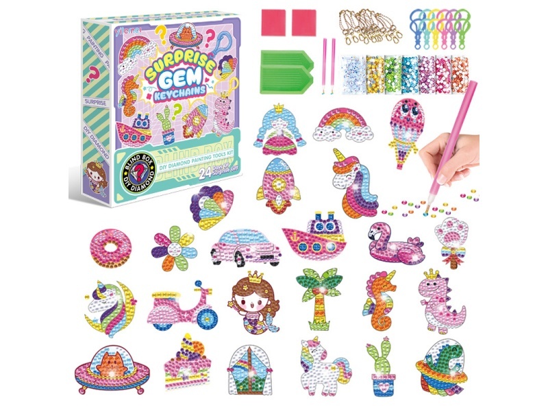 24Pcs Surprise Blind Box Keychain Series With Diamonds