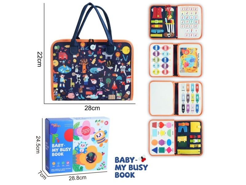 Montessori Early Childhood Education And Intelligence Development - Felt Deep Blue 5-Page Small Floral Busy Edition