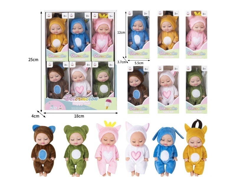 4-Inch Solid Sleeping Doll (6-Piece Set)