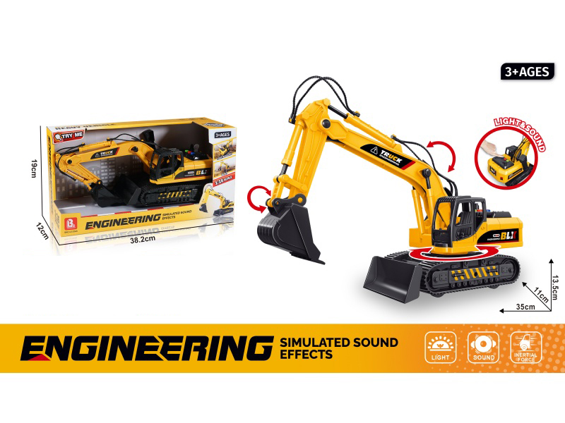 Sound And Light Inertial Engineering Vehicle - Excavator (Package 3*Ag13)