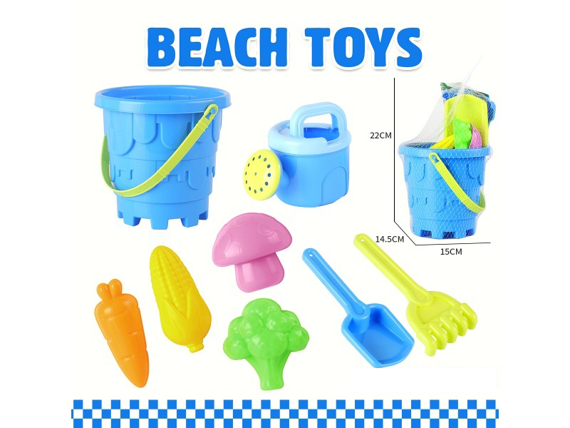 Beach Bucket Wine Sand Spade Tools Fruit And Vegetable Mold Set Of 8