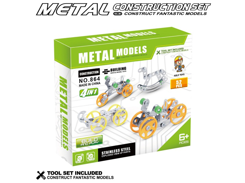 Metal Building Blocks - 52 Pieces Of 4-In-1 Trolley