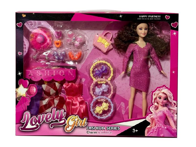 11.5" Solid Doll With Adornment Toys, Dress Up Set