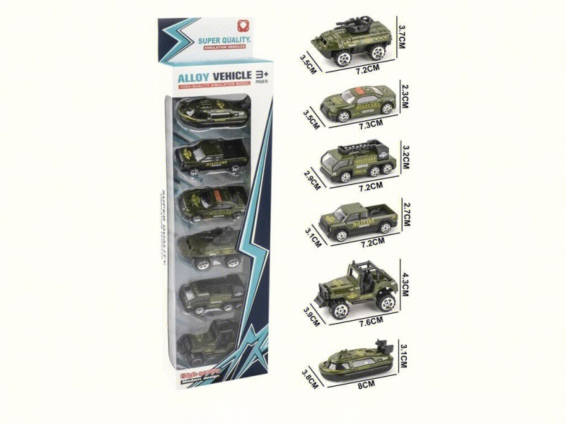 6 Pieces Of Sliding Military Alloy Vehicles