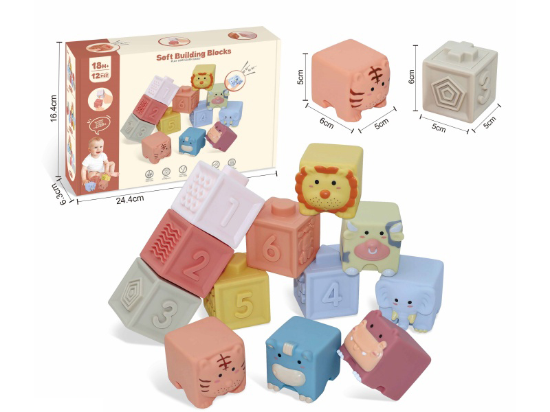 Animal & Numbers Soft Building Blocks 12pcs