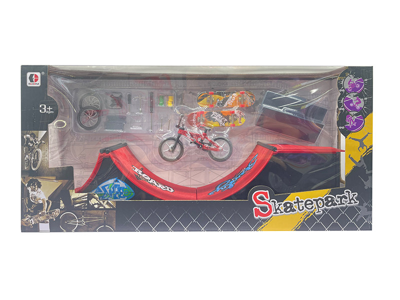 2PCS Finger Skateboard + Bike Skate Park Set