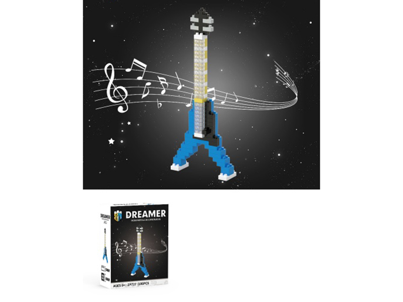 Musical Instrument Series Building Blocks: 106 PCS Of Blue Electric Guitar