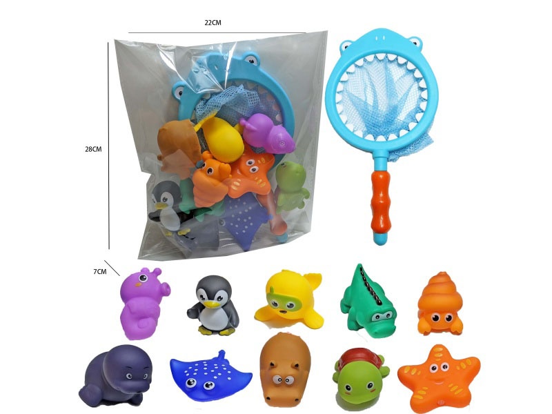 Shark Fishing Net + Soft Rubber Marine Animals (11-Piece Set)