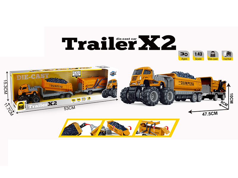 4WD Friction Alloy Double Engineering Trailer