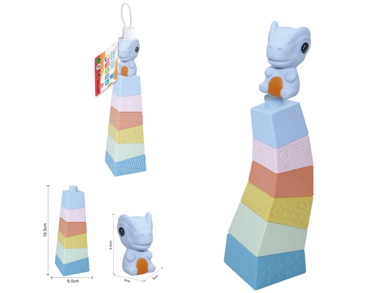 Soft Plastic Stacked Tower Finger Doll Set(Dinosaur) 7pcs
