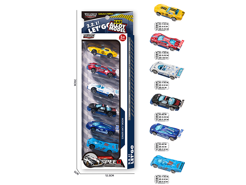 1:64 Slide Alloy Racing Cars 6pcs