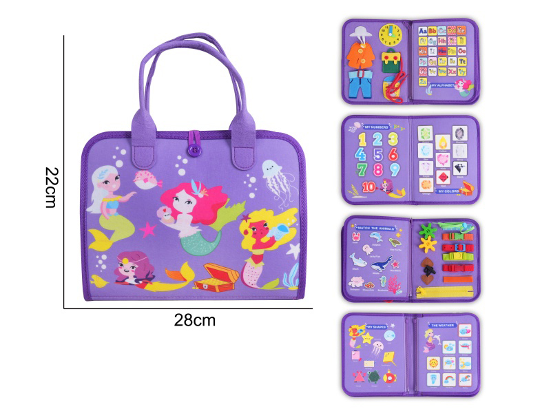 Montessori Early Education And Intelligence For Children - Purple Felt 5-Page Mermaid Busy Edition