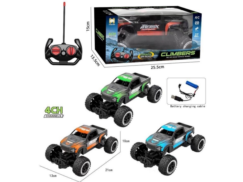 Four-Way Pickup Truck Climbing Gradient (Orange/Blue/Green Mixed Color, Battery Included)